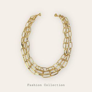 Necklace, Gold Tone, 3 Paperclip Chains, 18", Magnetic clasp